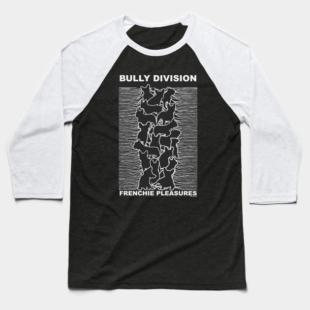 Frenchie Pleasures // Joy Division French Bulldog Design Baseball T-Shirt by darklordpug